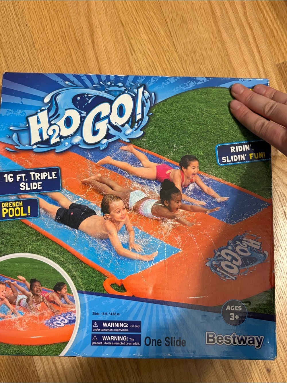 H2O GO! Triple Slip & Slide - Orange and Blue NEW Water Toy Outside